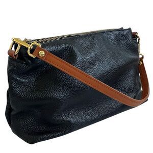 Valentina Supple Slouchy Leather Bag Black Brown Clutch Organizer Made in Italy